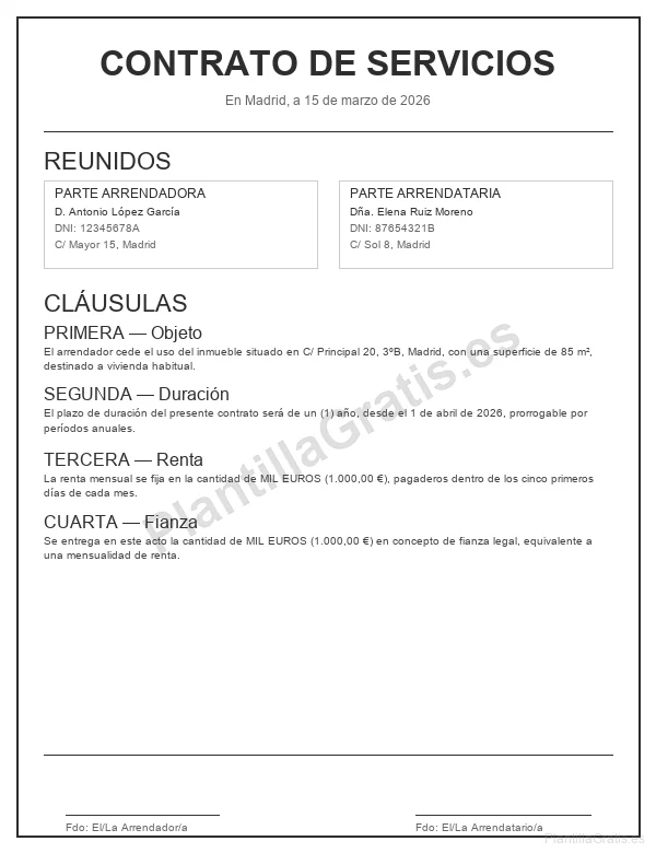 Vista previa Contrato Freelance