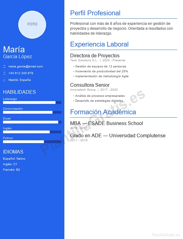 Vista previa - Curriculum Vitae en Word: Plantillas Editables y Modernas 2026