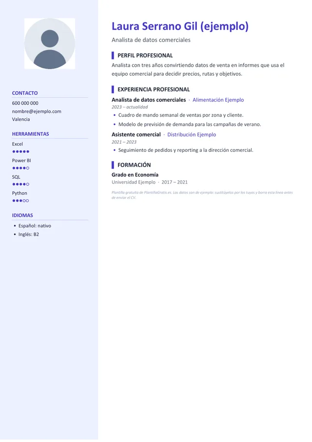 Vista previa de la plantilla de CV Infográfico con niveles