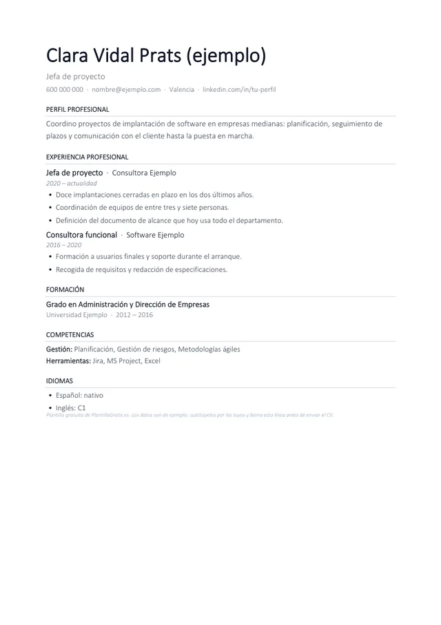 Vista previa de la plantilla de CV Minimalista