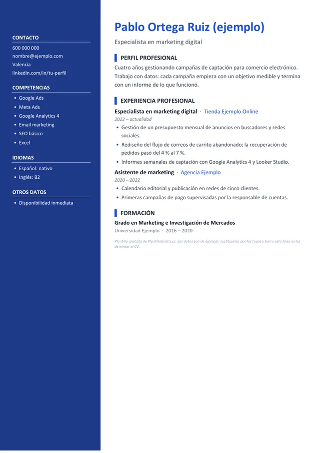 Vista previa - Plantillas CV Gratis: 15 Modelos en Word para Descargar