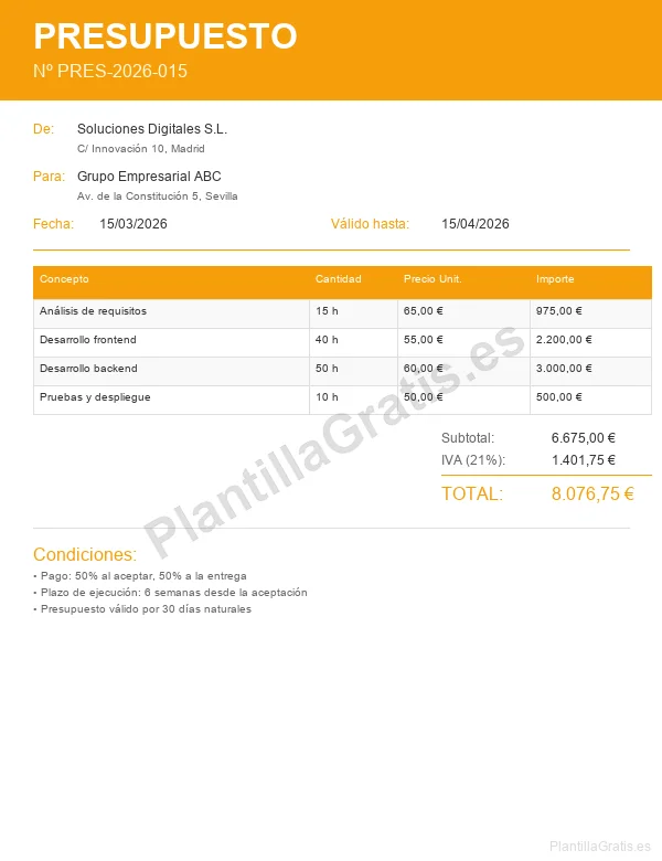 Vista previa Presupuesto Marketing